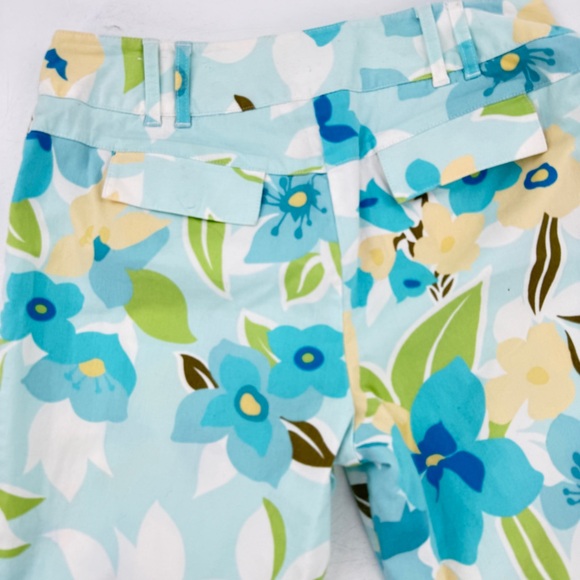 Ann Taylor LOFT Floral Pastel Stretch Capri Pants Aqua/White/Yellow/Green Size 8 - Picture 12 of 14